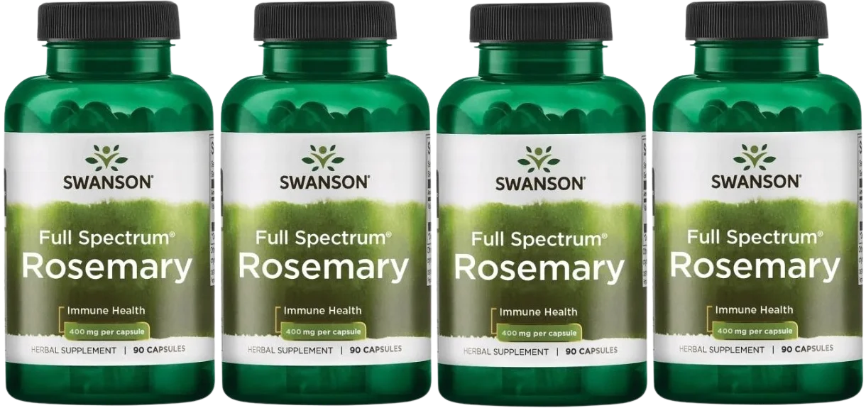 Розмарин Swanson Full Spectrum Rosemary 400 мг, 4 упаковки по 90 капсул
