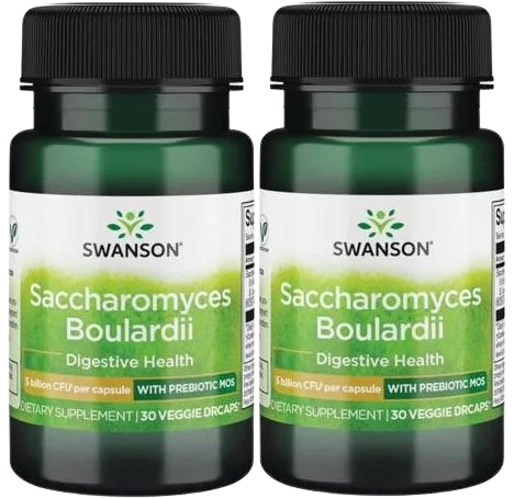 Пробиотик Swanson Saccharomyces Boulardii, 5 млрд КОЕ, для кишечника, 2 упаковки по 30 капсул