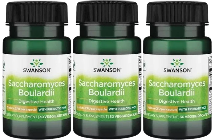 Пробиотик Swanson Saccharomyces Boulardii, 5 млрд, для кишечника, 3 упаковки по 30 капсул