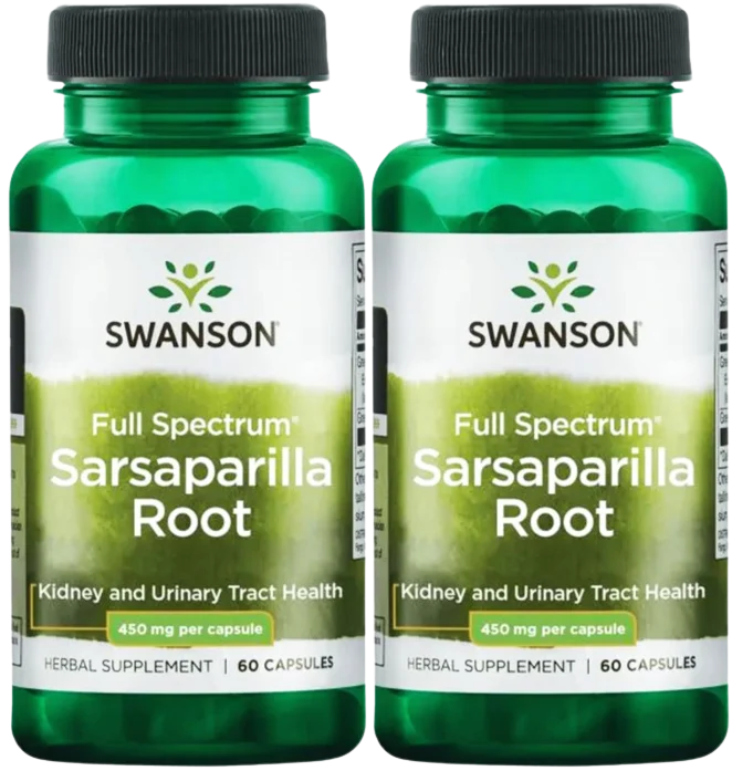 Корень сарсапарели Swanson Full Spectrum Sarsaparilla Root, 450 мг, 2 упаковки по 60 капсул