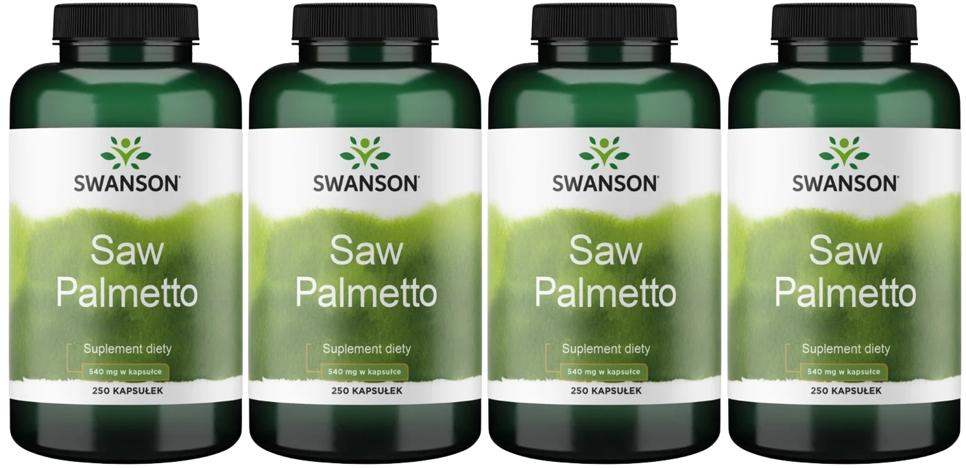 Пальма сабаль Swanson Saw Palmetto 540 мг, для мужчин, растительные капсулы, 4 упаковки по 250 капсул