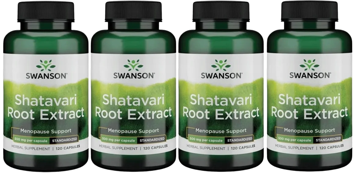 Шатавари Swanson Shatavari Root Extract 500 мг, для женщин, 4 упаковки по 120 капсул