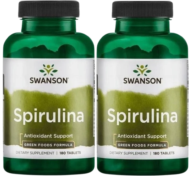 Спирулина Swanson Spirulina 500 мг, иммунитет, таблетки, 2 упаковки по 180 таблеток