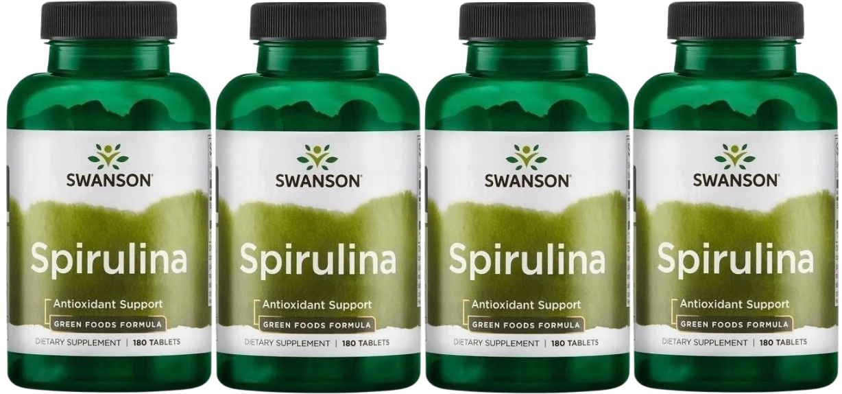 Спирулина Swanson Spirulina 500 мг, таблетки, 4 упаковки по 180 таблеток