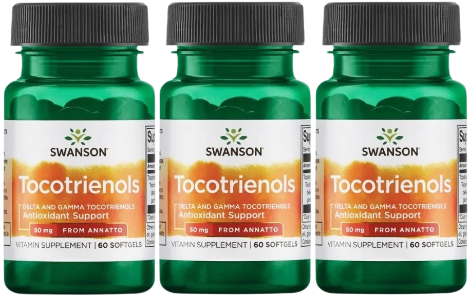 Токотриенолы Swanson Tocotrienols 50 мг, витамин E из аннато, 3 упаковки по 60 капсул