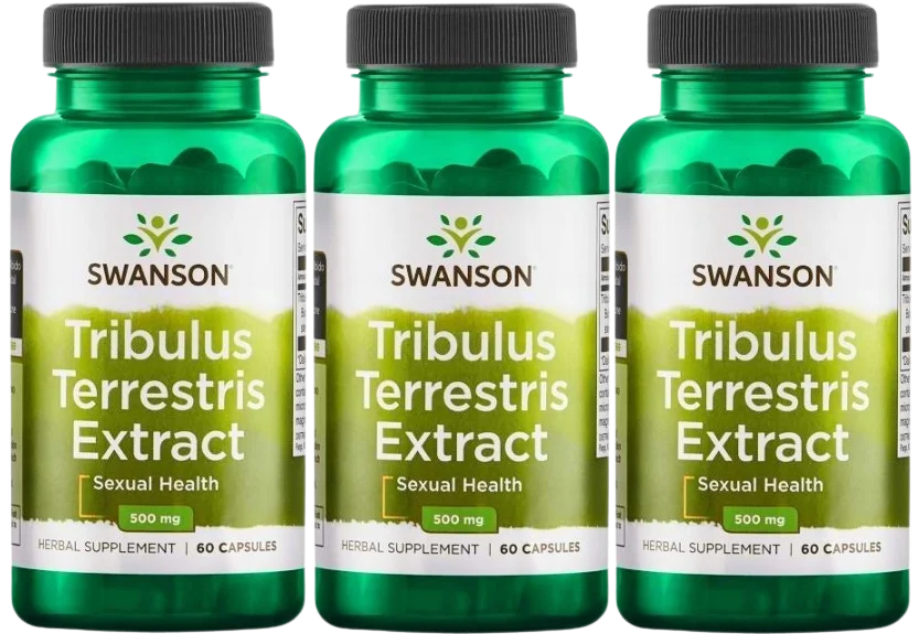Трибулус Swanson Tribulus Terrestris Extract 500 мг, для мужчин, 3 упаковки по 60 капсул