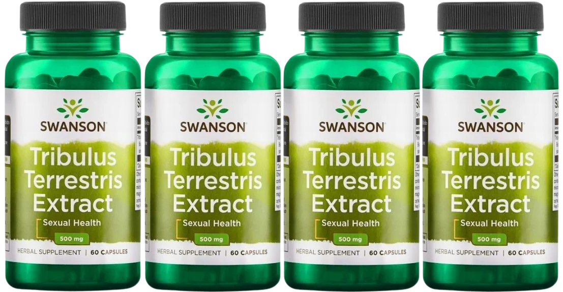 Трибулус Swanson Tribulus Terrestris Extract 500 мг, для мужчин, 4 упаковки по 60 капсул