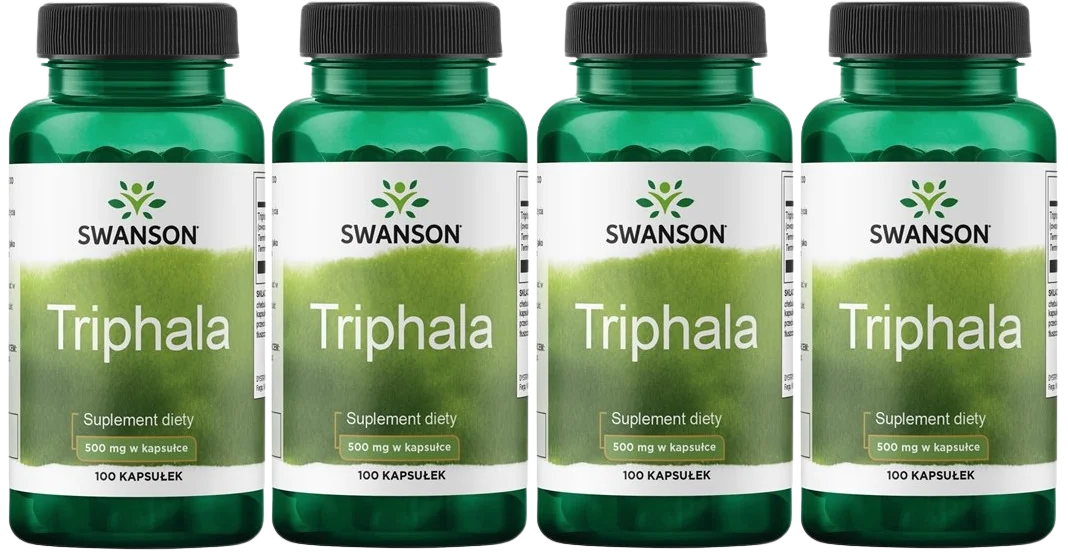 Трифала Swanson Triphala 500 мг, комплекс трёх трав, 4 упаковки по 100 капсул