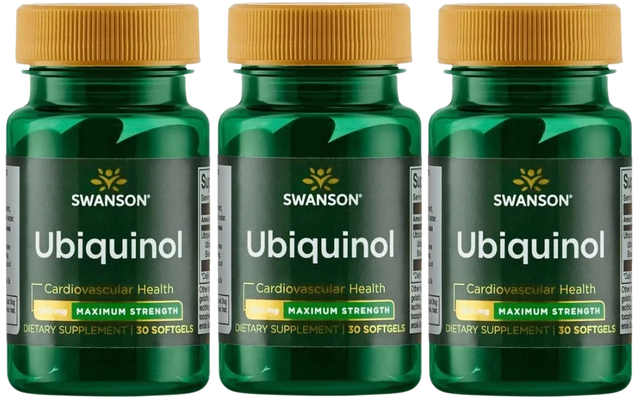 Убихинол Swanson Ubiquinol 200 мг, коэнзим Q10, мягкие капсулы, 3 упаковки по 30 капсул