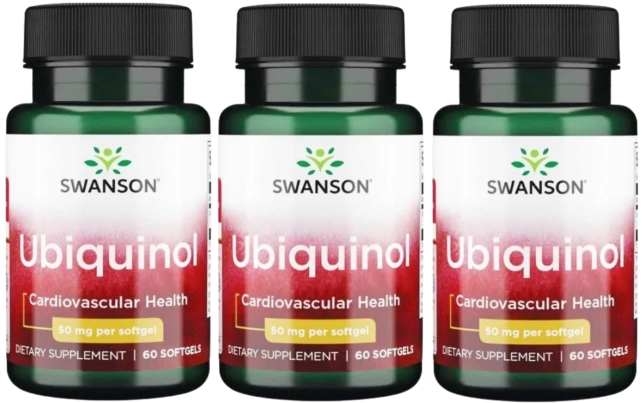 Убихинол Swanson Ubiquinol 50 мг, коэнзим Q10, мягкие капсулы, 3 упаковки по 60 капсул