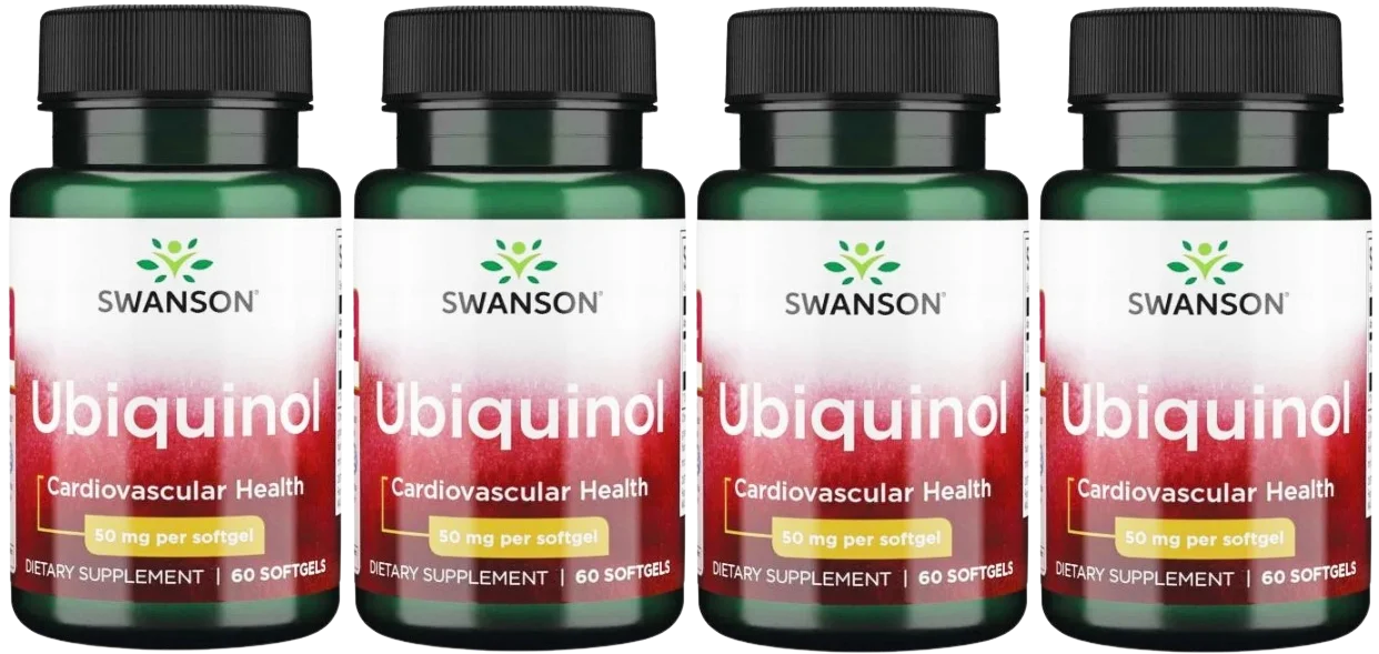 Убихинол Swanson Ubiquinol 50 мг, коэнзим Q10, мягкие капсулы, 4 упаковки по 60 капсул
