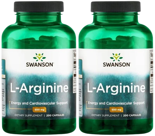 L-аргинин Swanson L-Arginine, 500 мг, 2 упаковки по 200 капсул