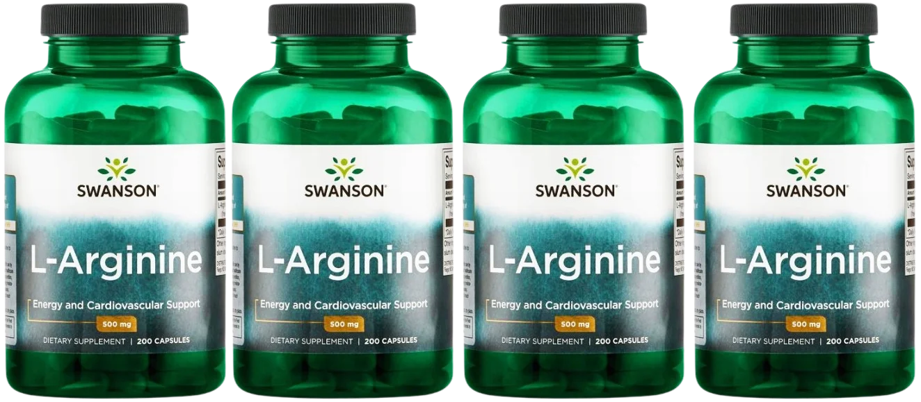 L-аргинин Swanson L-Arginine 500 мг, 4 упаковки по 200 капсул