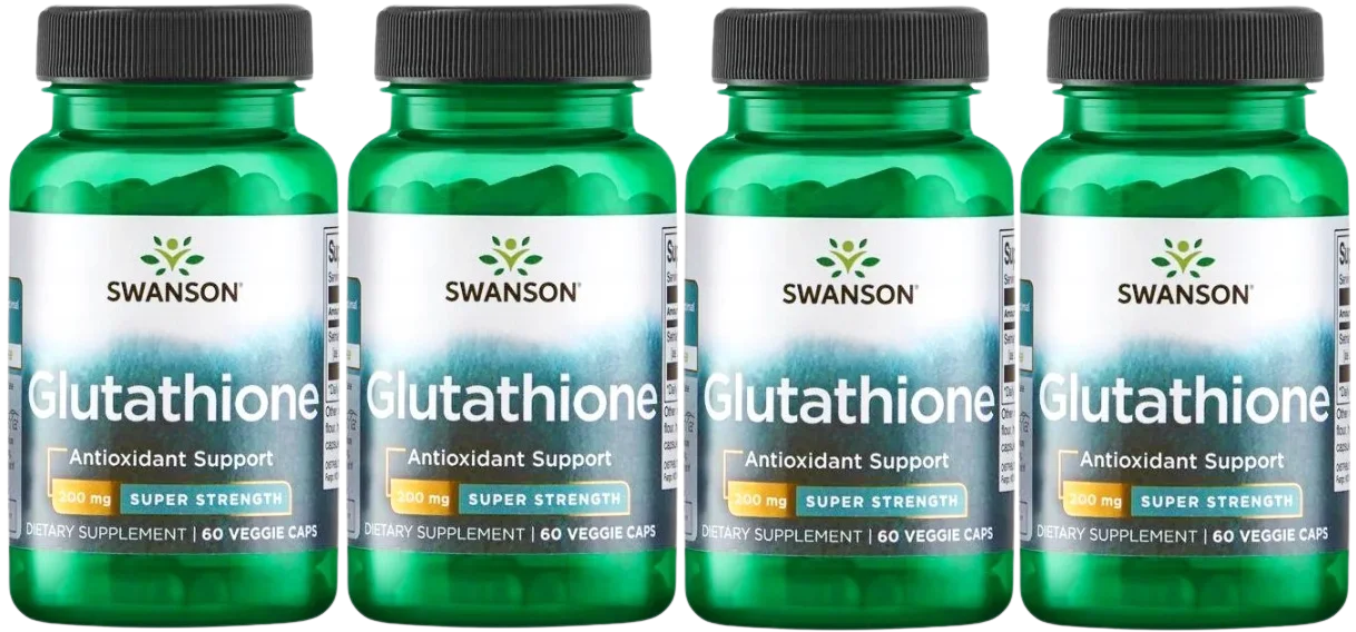 Глутатион Swanson Glutathione 200 мг, антиоксидант, растительные капсулы, 4 упаковки по 60 капсул