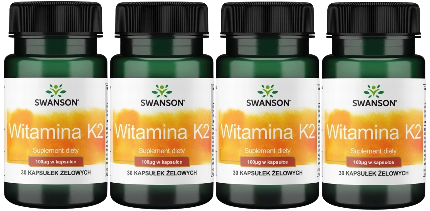 Витамин K2 Swanson MK-7 100 мкг, мягкие капсулы, 4 упаковки по 30 капсул