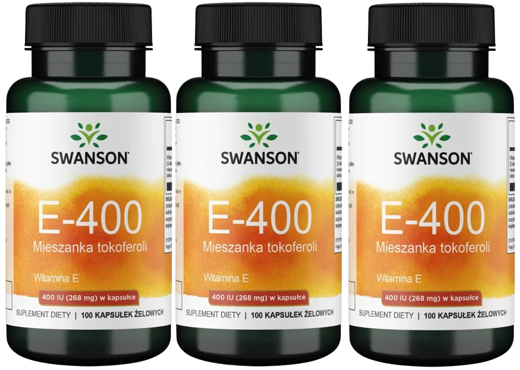 Витамин E Swanson E-400 Mixed Tocopherols 400 МЕ, смесь токоферолов, мягкие капсулы, 3 упаковки по 100 капсул