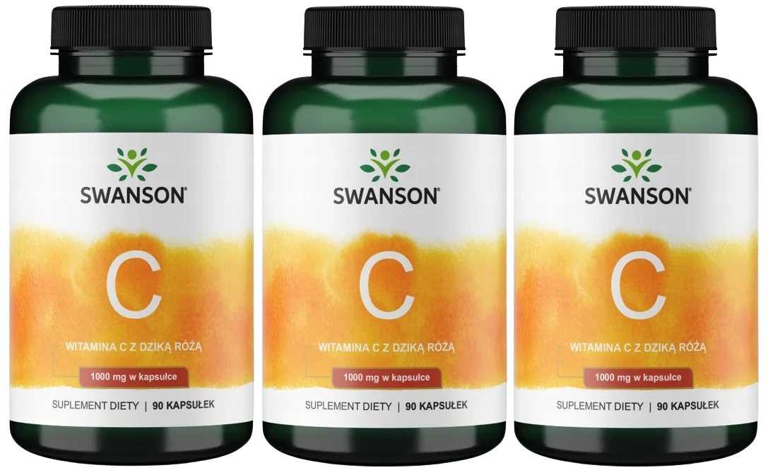 Витамин C Swanson C-1000 с шиповником, 1000 мг, 3 упаковки по 90 капсул