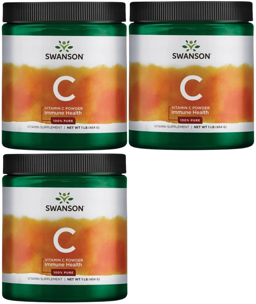 Витамин C в порошке Swanson Vitamin C Powder, 3 упаковки по 454 г