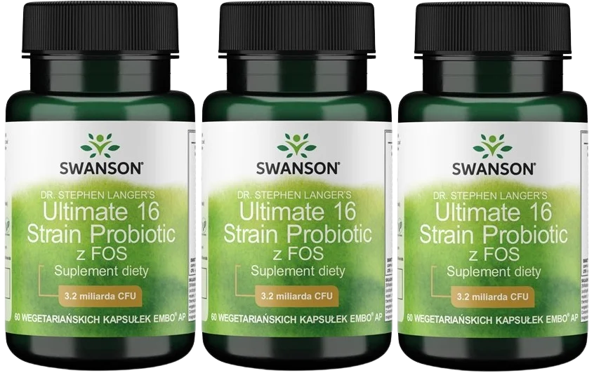 Пробиотик Swanson Dr. Stephen Langer's Ultimate 16 Strain, 16 штаммов, 3 упаковки по 60 капсул