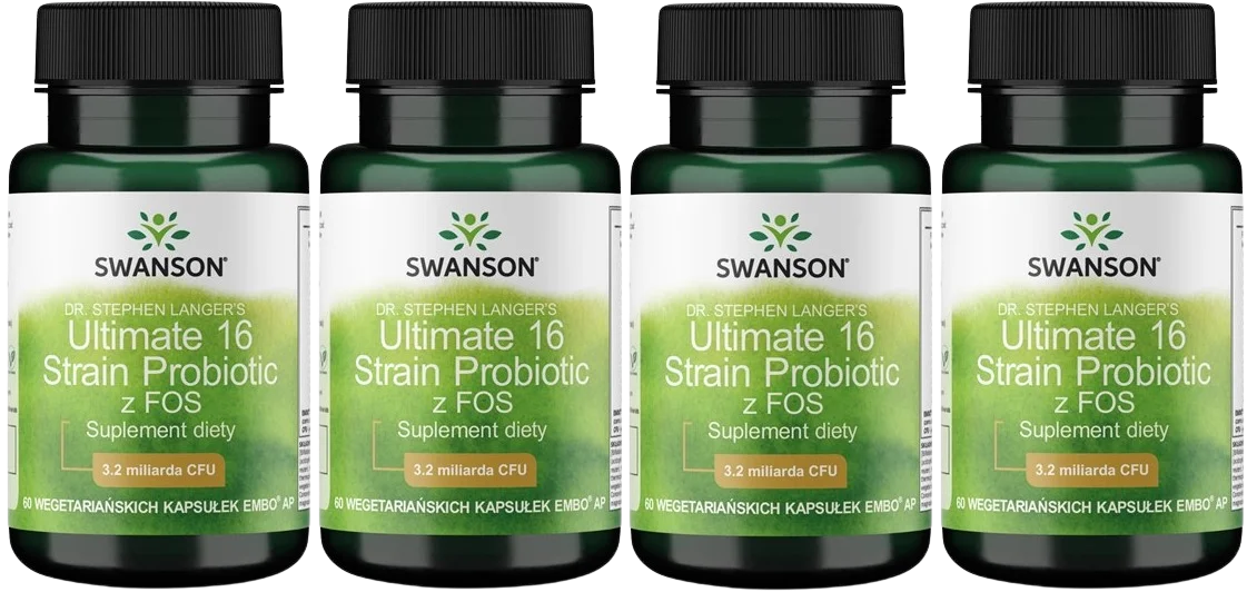 Пробиотик Swanson Ultimate 16 Strain Probiotic, 16 штаммов, 4 упаковки по 60 капсул