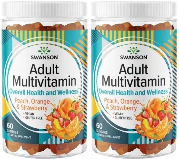 Мультивитамины для взрослых Swanson Adult Multivitamin, жевательные мармеладки, 2 упаковки