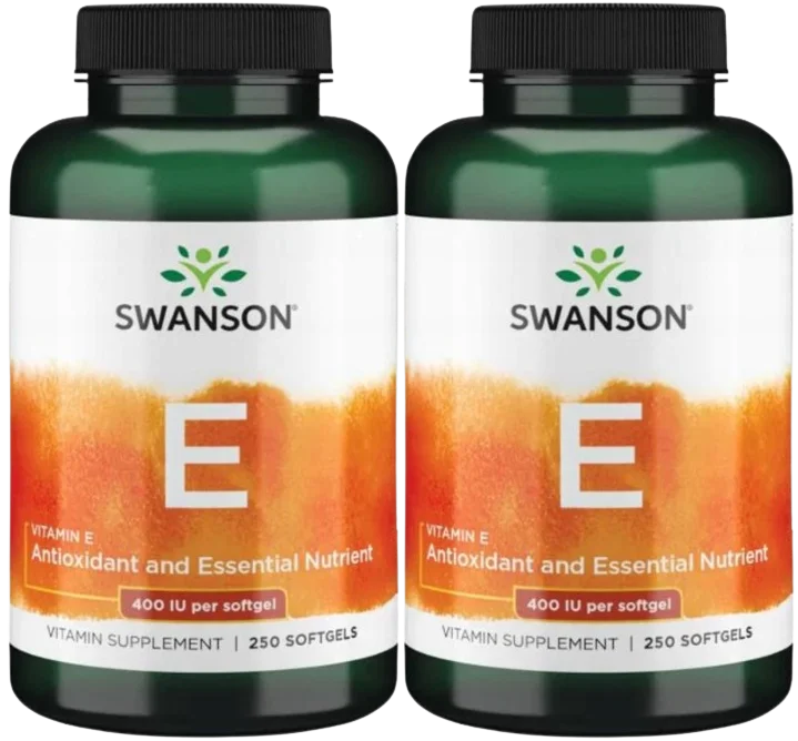 Витамин E Swanson Natural Vitamin E, натуральный 400 МЕ, мягкие капсулы, 2 упаковки по 250 шт