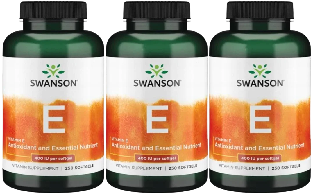 Витамин E Swanson Natural Vitamin E 400 МЕ, натуральный, мягкие капсулы, 3 упаковки по 250 капсул