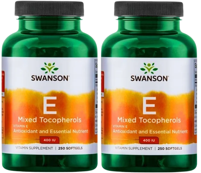 Витамин E Swanson Mixed Tocopherols, смесь токоферолов 400 МЕ, мягкие капсулы, 2 упаковки по 250 шт