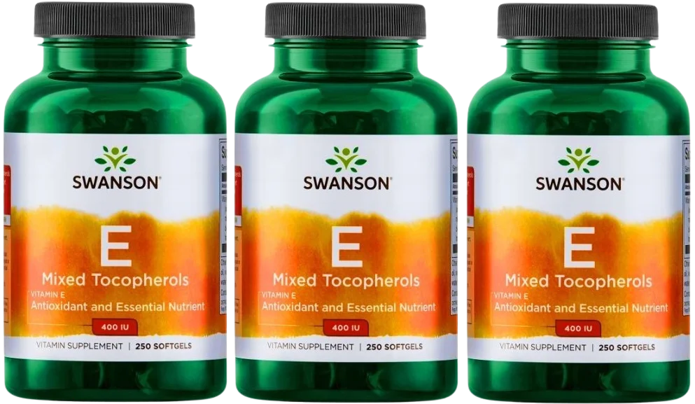 Витамин E Swanson Mixed Tocopherols 400 МЕ, смесь токоферолов, мягкие капсулы, 3 упаковки по 250 капсул