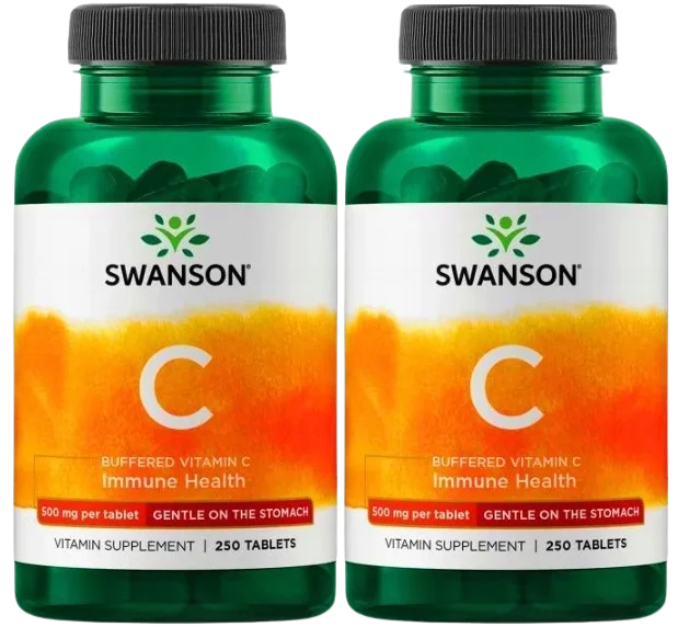 Витамин C Swanson Buffered Vitamin C 500 мг, буферизованный, 2 упаковки по 250 таблеток