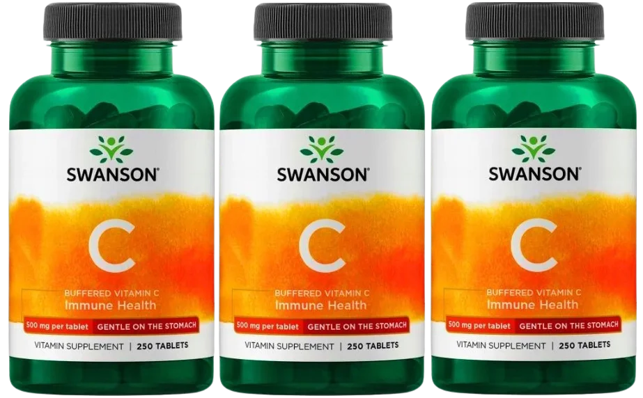 Витамин C Swanson Buffered Vitamin C 500 мг, буферизованный, таблетки, 3 упаковки по 250 таблеток