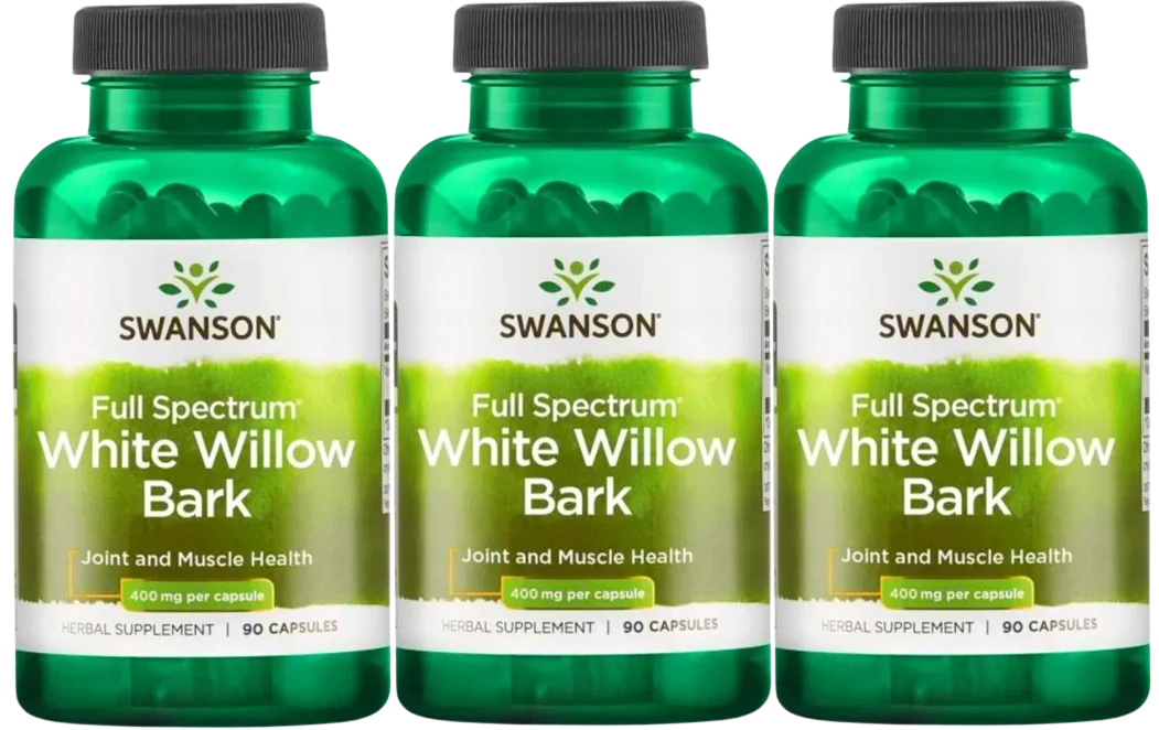 Кора ивы белой Swanson Full Spectrum White Willow Bark 400 мг, для суставов, 3 упаковки по 90 капсул