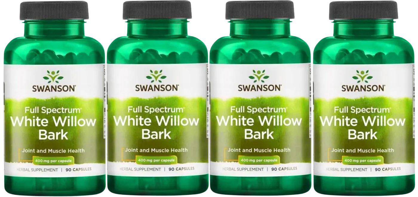 Кора белой ивы Swanson Full Spectrum White Willow Bark 400 мг, 4 упаковки по 90 капсул