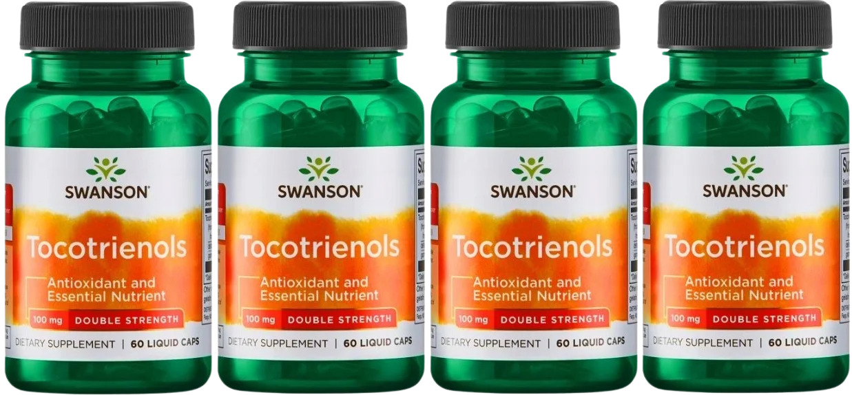 Токотриенолы Swanson Tocotrienols 100 мг, витамин E из аннато, мягкие капсулы, 4 упаковки по 60 капсул