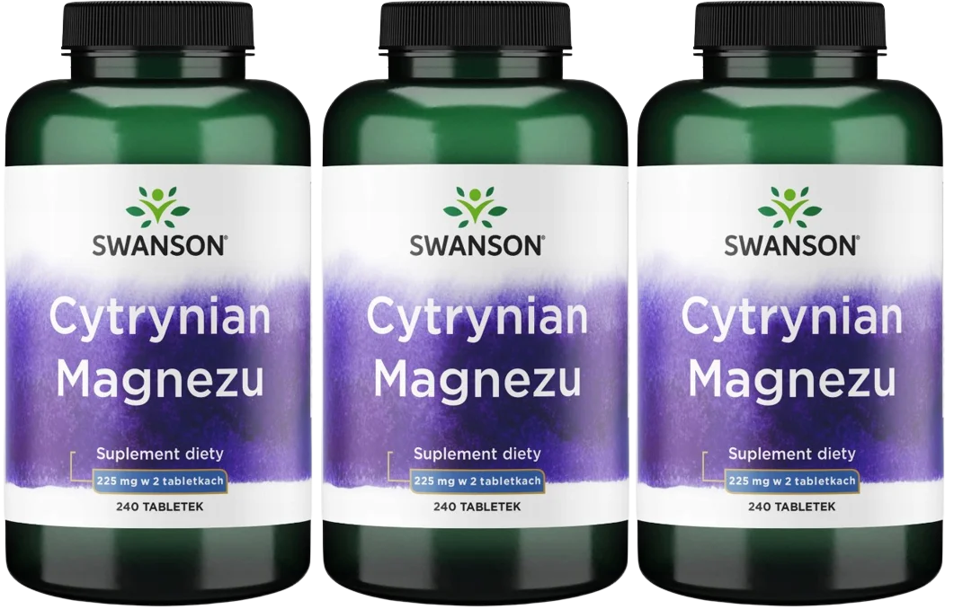 Магний Swanson Magnesium Citrate, цитрат магния, таблетки, 3 упаковки по 240 таблеток