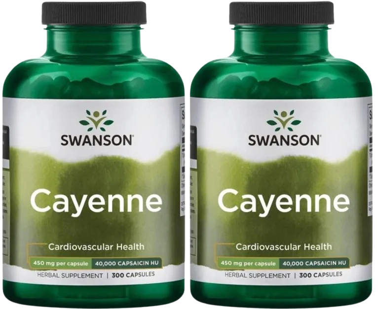 Кайенский перец Swanson Cayenne, 450 мг, 2 упаковки по 300 капсул