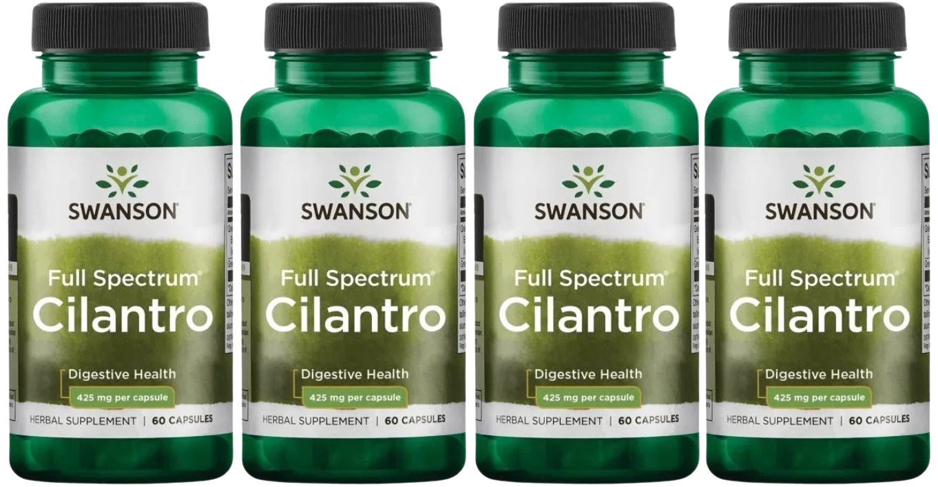 Кориандр Swanson Full Spectrum Cilantro 425 мг, для пищеварения, 4 упаковки по 60 капсул