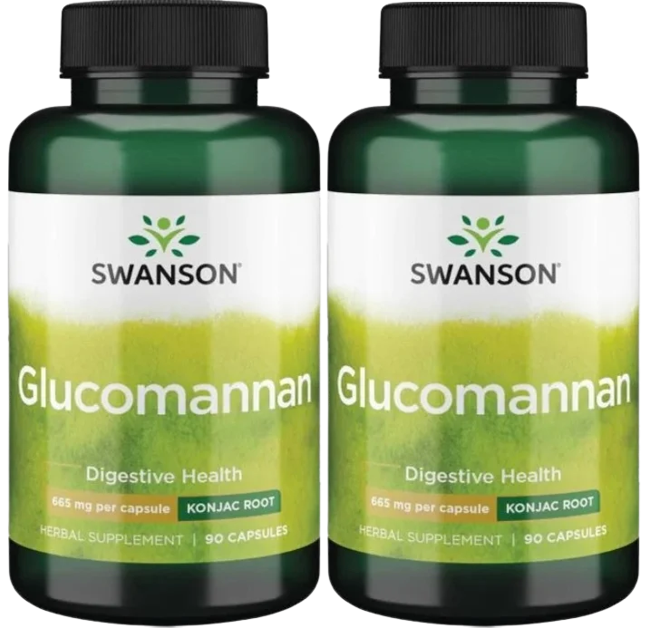 Глюкоманнан Swanson Glucomannan, 665 мг, 2 упаковки по 90 капсул