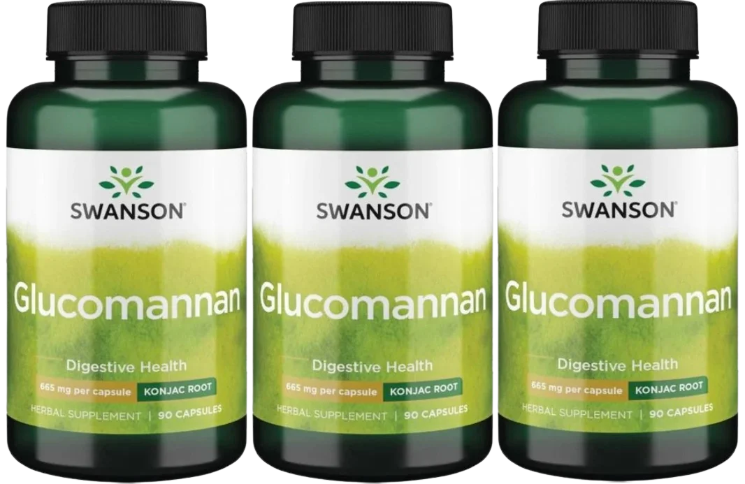 Глюкоманнан Swanson Glucomannan 665 мг, для кишечника, 3 упаковки по 90 капсул