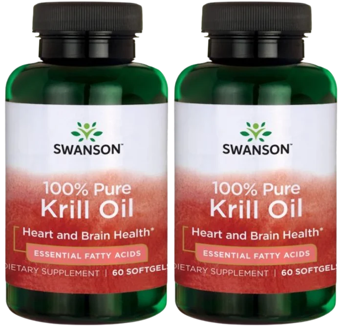 Масло криля Swanson Krill Oil, антарктический криль Superba, 2 упаковки по 60 капсул