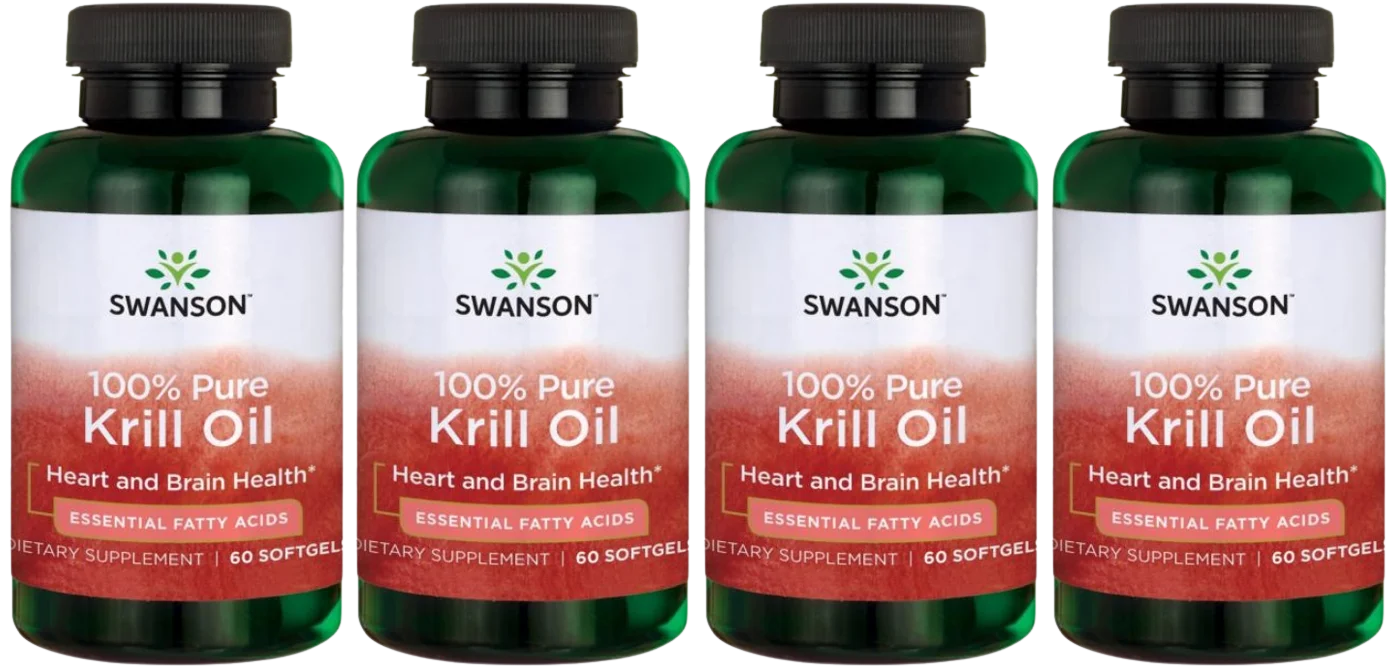 Масло криля Swanson Krill Oil, Superba, мягкие капсулы, 4 упаковки по 60 капсул