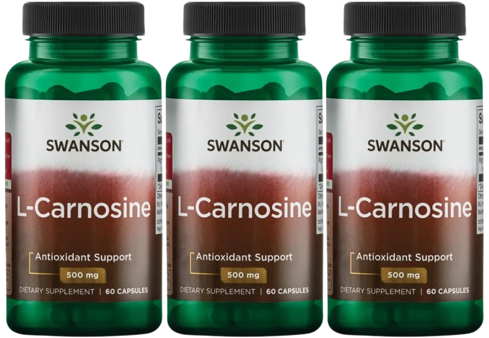 L-карнозин Swanson L-Carnosine 500 мг, антиоксидант, 3 упаковки по 60 капсул