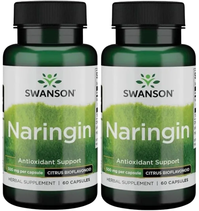 Нарингин Swanson Naringin 500 мг, цитрусовые биофлавоноиды, антиоксидант, 2 упаковки по 60 капсул