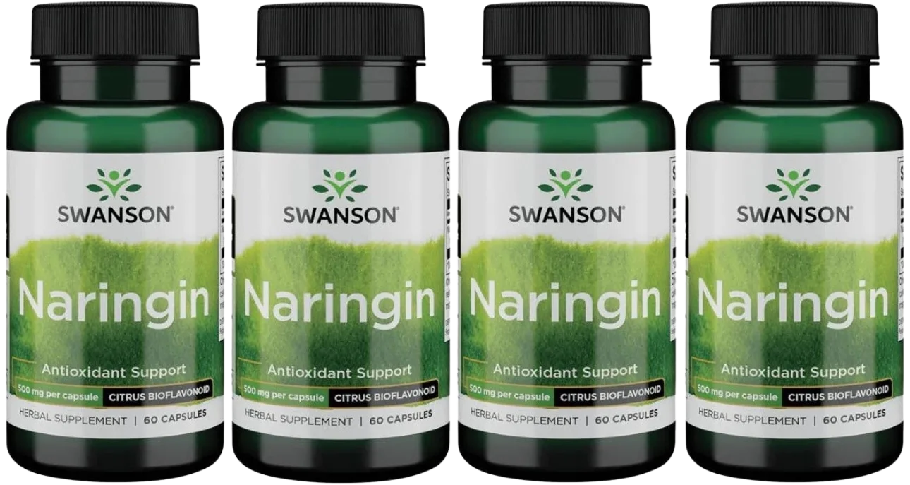 Нарингин Swanson Naringin 500 мг, цитрусовые биофлавоноиды, 4 упаковки по 60 капсул