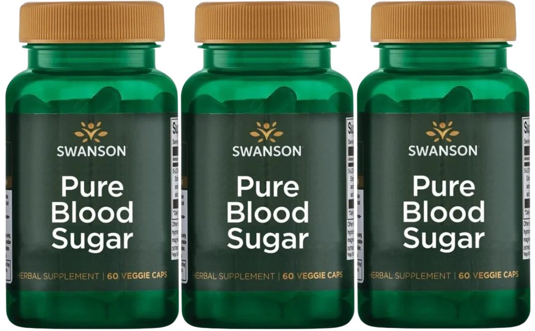 Комплекс Swanson Pure Blood Sugar, с хромом и берберином, набор 3 упаковки по 60 капсул