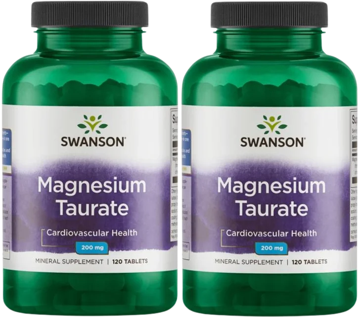 Магний Swanson Magnesium Taurate, таурат магния 100 мг, 2 упаковки по 120 таблеток