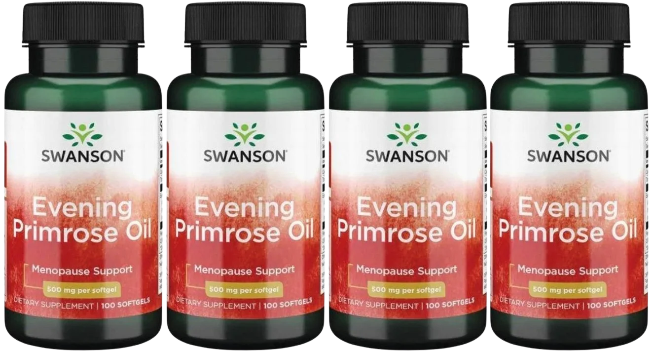 Масло примулы вечерней Swanson Evening Primrose Oil 500 мг, с GLA, 4 упаковки по 100 капсул