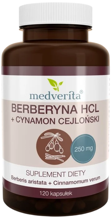 Берберин Medverita HCL 98% 250 мг, с корицей, 120 капсул