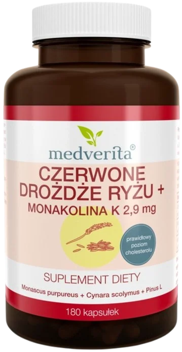 Красный дрожжевой рис Medverita, монаколин K и экстракт артишока, 180 капсул