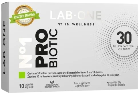 Пробиотик Lab One N°1 ProBiotic, 30 млрд бактерий, с акациевой клетчаткой, 10 капсул